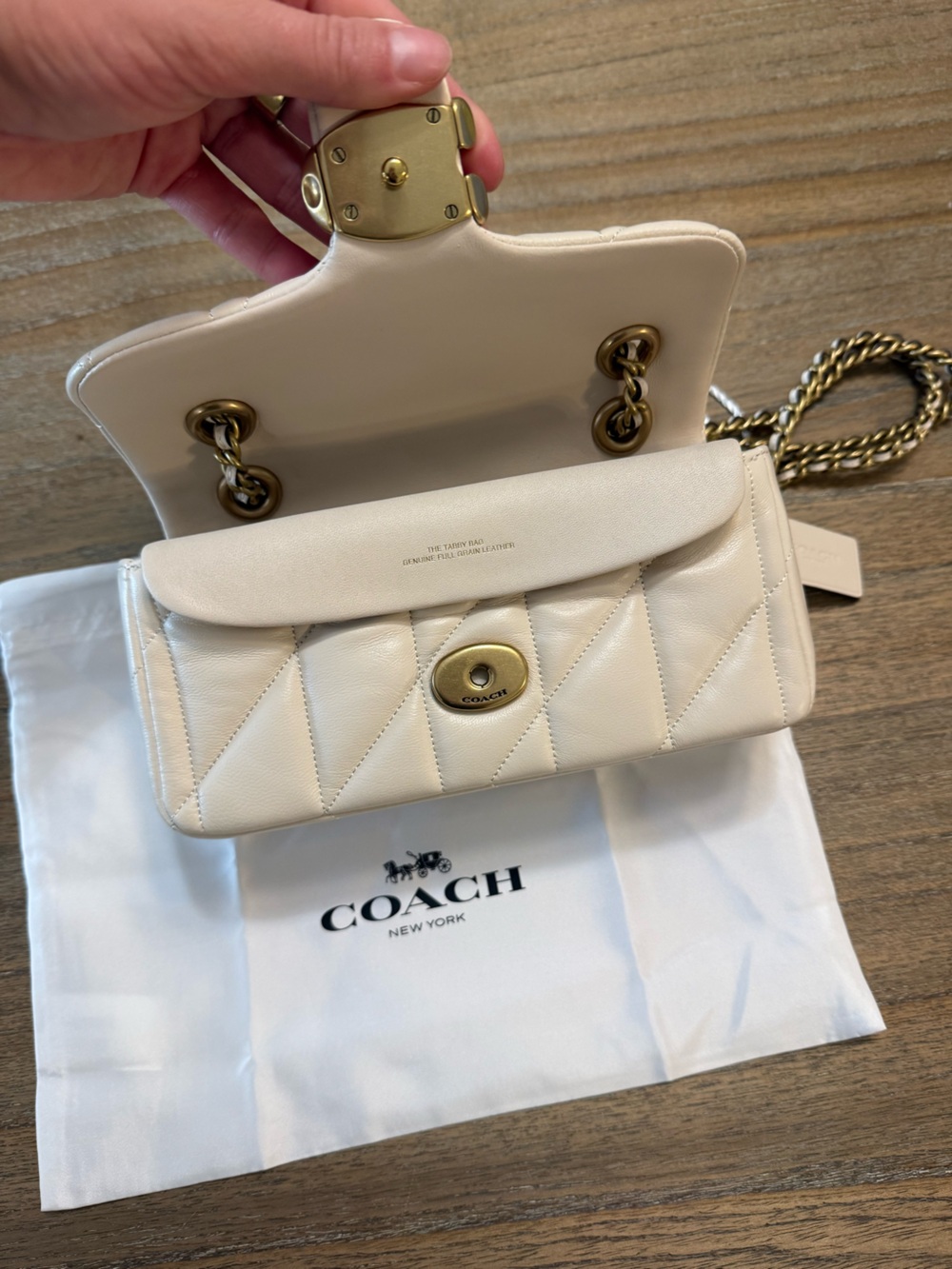 Coach Tabby Shoulder Bag 20 in Chalk and Brass - Picture 5 of 14